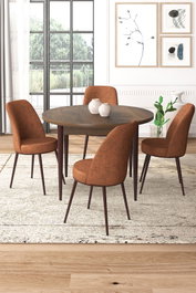 Hanah Home Tor - Baroque, Tile Red Juego de Comedor de 5 Piezas